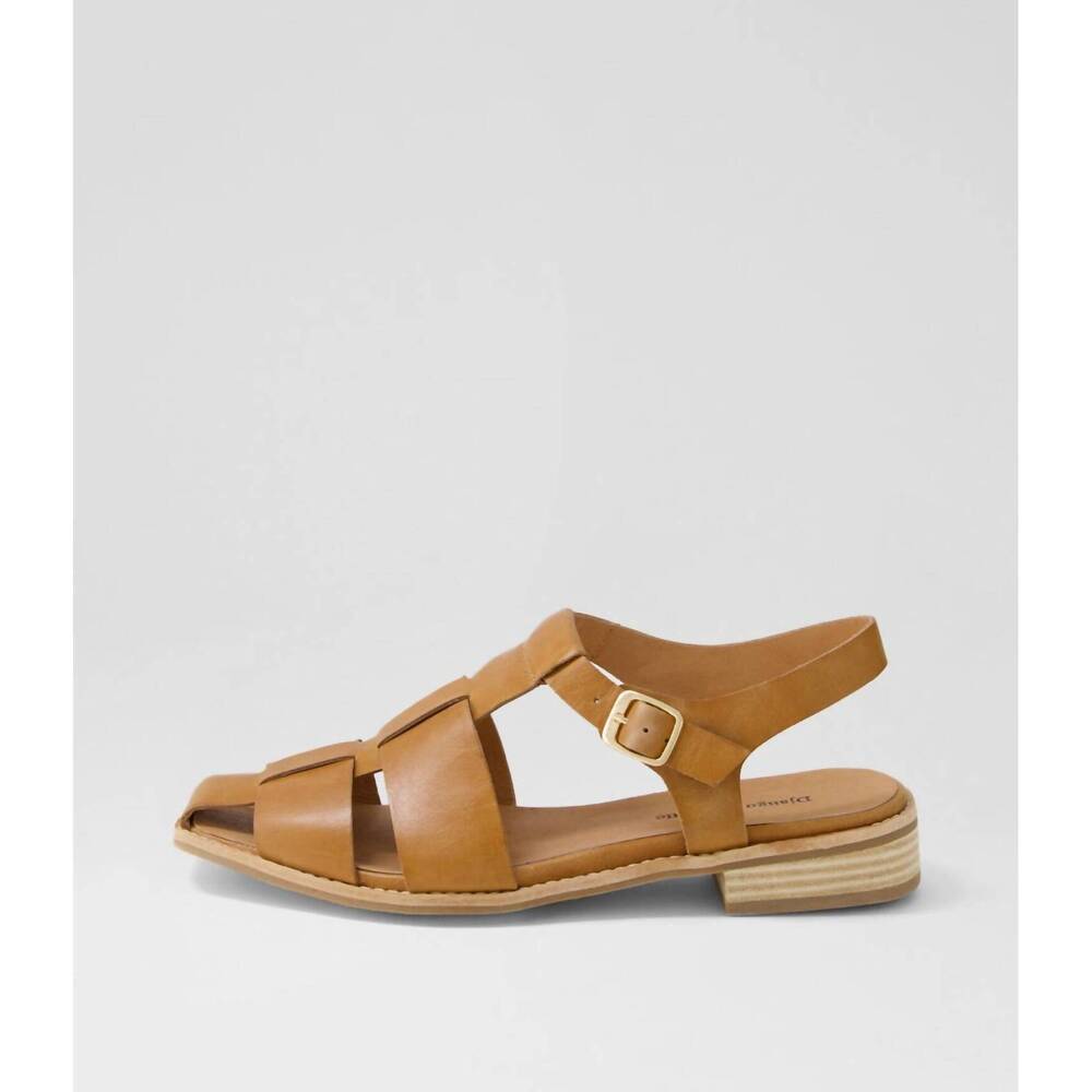 NEW DJANGO & JULIETTE women's agotary leather flat shoes in tan